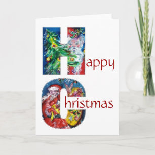 SANTA MED BALLOONER OCH JULGRAN MONOGRAM HELGKORT