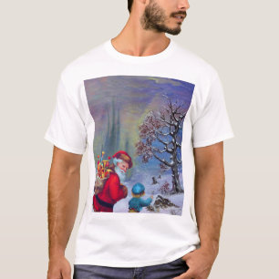 SANTA MED BARN I WINTER SNÖ T SHIRT