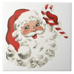 Santa med candy cane kakelplatta