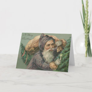 Santa med en säckjulkort helgkort