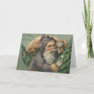Santa med en säckjulkort helgkort