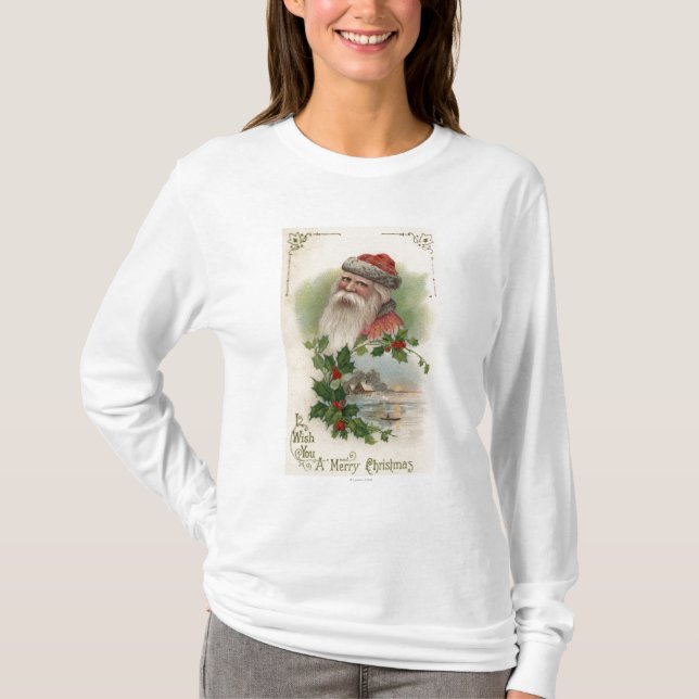 Santa med en sjöplats t shirt (Framsida)
