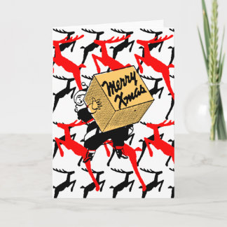 Santa med ett god julpaket helgkort