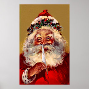 Santa med fjädern poster