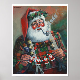 Santa med Garland Poster