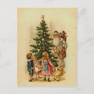 Santa med gåvor - kort för vintagejulhälsning