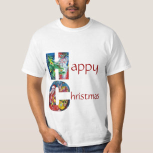 SANTA MED GÅVOR OCH JULGRANMONOGRAMEN TEE SHIRT