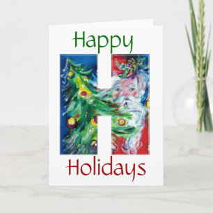 SANTA MED GIFTS OCH JULGRAN H MONOGRAM HELGKORT
