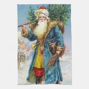 Santa med granträd kökshandduk