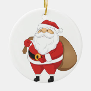 Santa med hänger lös av presenter julgransprydnad keramik