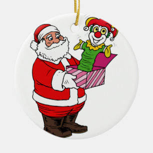 Santa med Jack In The Box Julgransprydnad Keramik