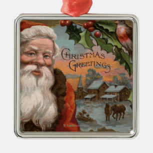 Santa med järneken, byplats julgransprydnad metall