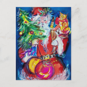 SANTA MED JULGRAN OCH GIFTS HELG VYKORT