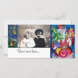 SANTA MED JULGRAN OCH GIFTS JULKORT