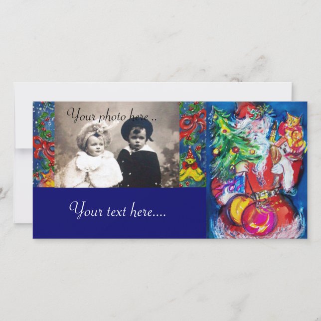 SANTA MED JULGRAN OCH GIFTS JULKORT (Framsida)