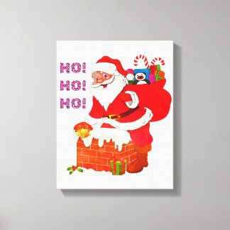 SANTA MED JULKLAPP! HO! HO! CANVASTRYCK