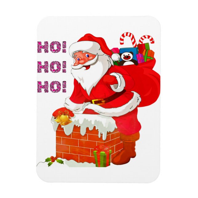 SANTA MED JULKLAPP! HO! HO! MAGNET (Vertikal)
