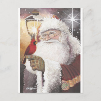 Santa med kardinal helg vykort