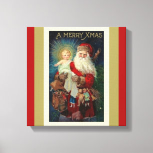 Santa med Kristusbarnleksaker St Nicholas Canvastryck