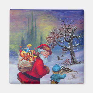 SANTA MED LEKSAKER OCH BARN I VINTERN SNÖ MAGNET