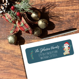 Santa med List Blue-Returetiketter Returadress Etikett