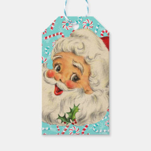 Santa med pepparmint presentetikett