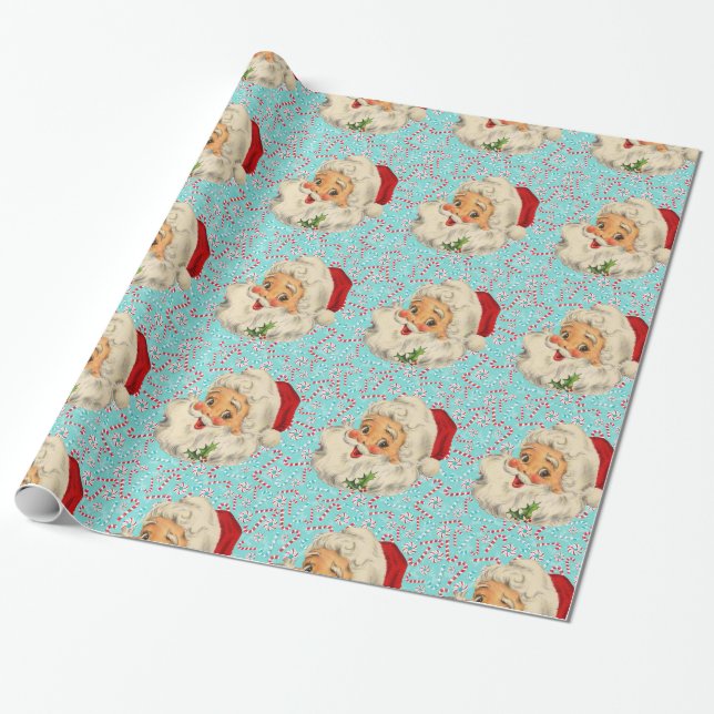 Santa med pepparmint presentpapper (Utrullad)