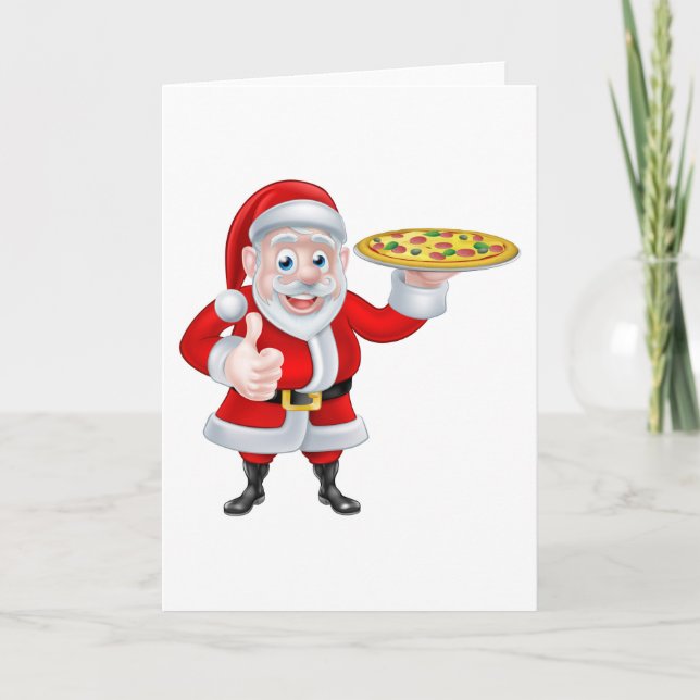 Santa med Pizza Helgkort (Framsida)