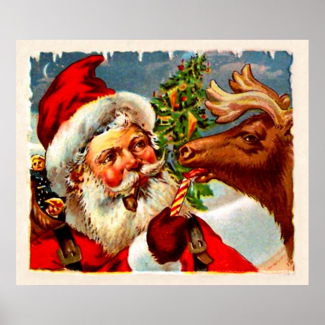 Santa med Reindeer Poster (Framsidan)