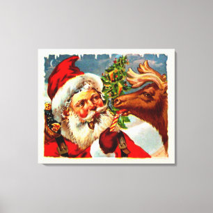 Santa med renen canvastryck