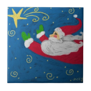 Santa med Star Abstrakt Art Ceramic Tile Kakelplatta