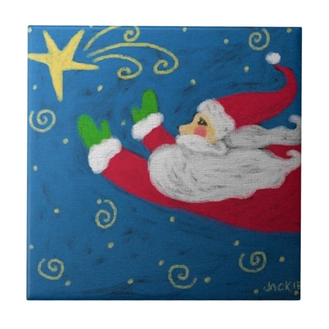Santa med Star Abstrakt Art Ceramic Tile Kakelplatta (Framsidan)