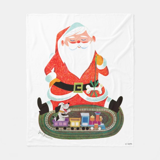 Santa med Tåg Fleecefilt (Framsidan)