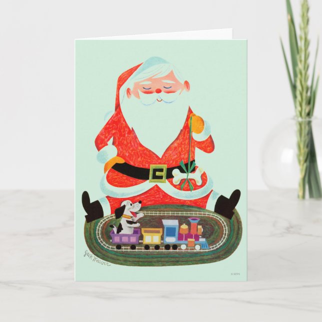 Santa med tåg helgkort (Framsida)