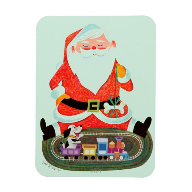 Santa med Tåg Magnet (Vertikal)