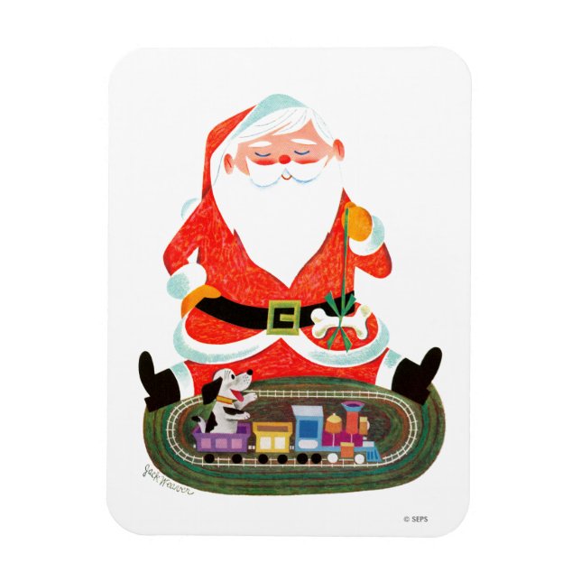 Santa med Tåg Magnet (Vertikal)