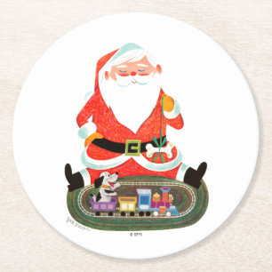 Santa med tåg underlägg papper rund