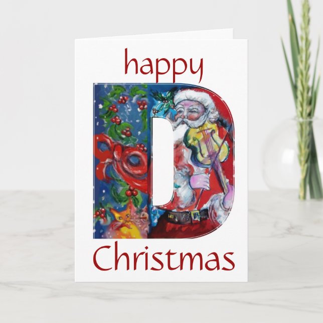 SANTA MED VIOLIN D MONOGRAM HELGKORT (Framsida)