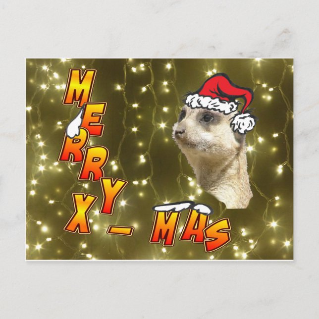 Santa Meerkat God jul Sparkling Postcard Vykort (Framsida)