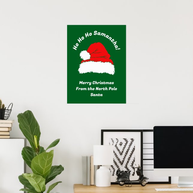 Santa Merry Christmas Modern Ho Ho Ho Name Poster (Hemmakontoret)
