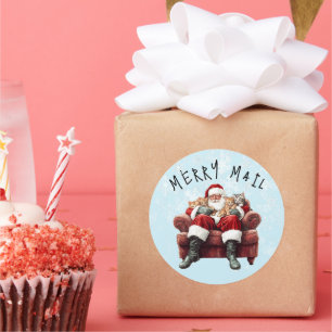 Santa Merry Mail-jul Runt Klistermärke