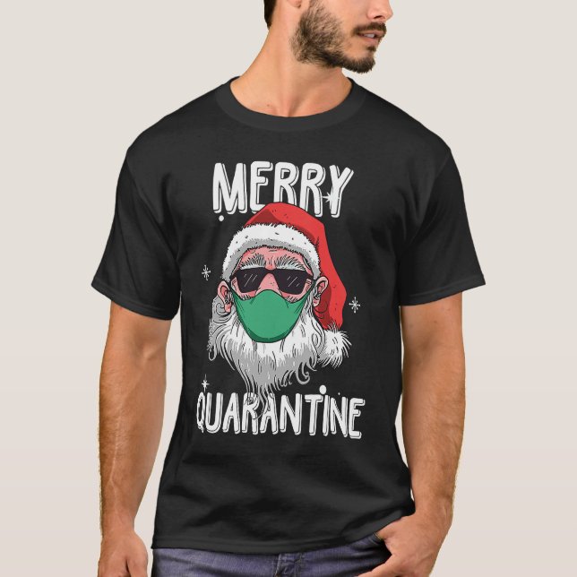Santa Merry Quarantine Humor jultomten Ansikte T Shirt (Framsida)