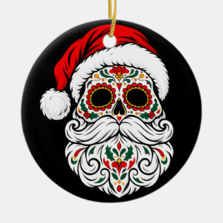 Santa Mexico Calavera Jul Socker Skalle  Julgransprydnad Keramik