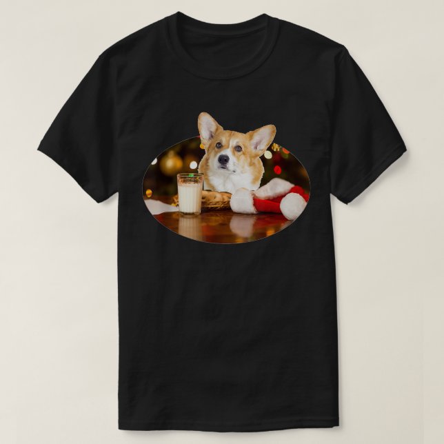 Santa Milk n Cookies Dog Corgi  T Shirt (Design framsida)
