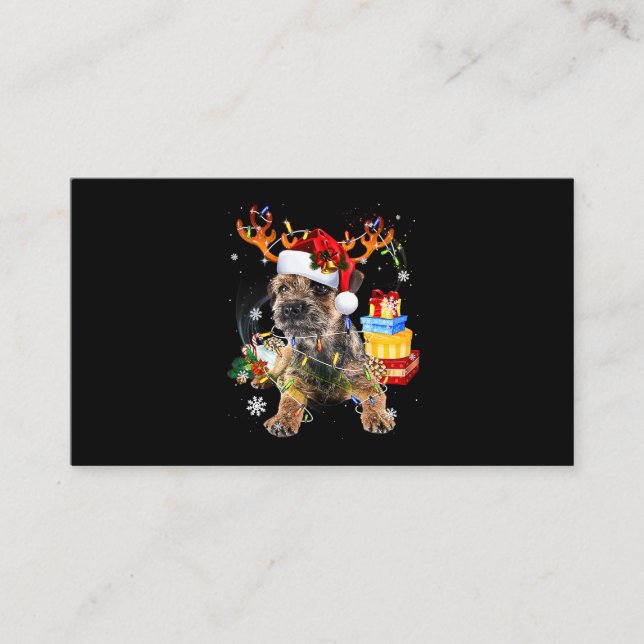 Santa Miniature Schnauzer med ljus Xm jul Visitkort (Framsida)