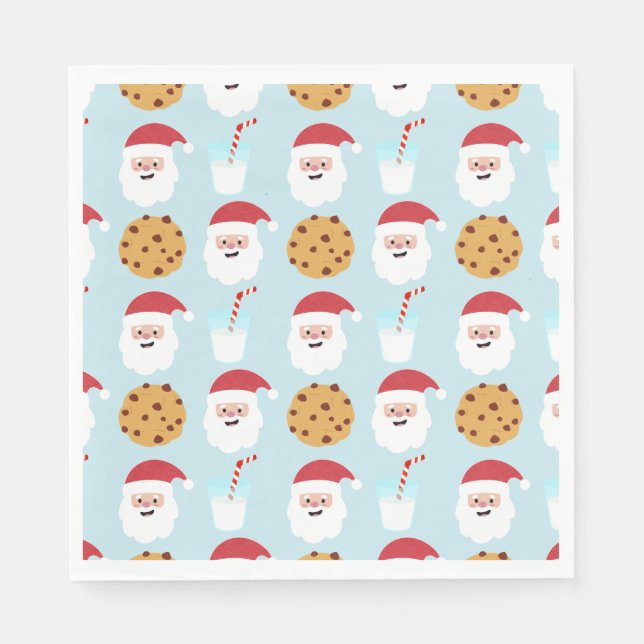 Santa Mjölk och Cookies Blue Pappersservett (Framsidan)