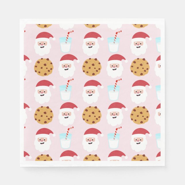 Santa Mjölk och Cookies Rosa Papper Napkins Pappersservett (Framsidan)