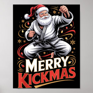 Santa MMA Karate God Jul Kickmas Fula Jul Jiu Poster