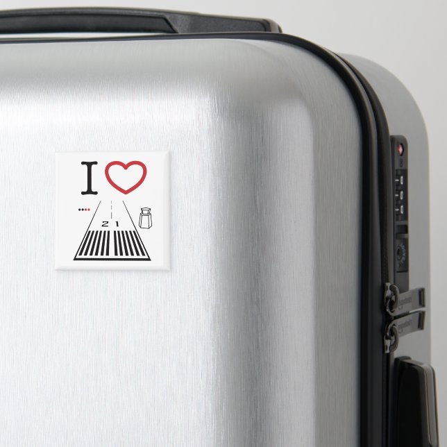 Santa Monica Airport Runway 21 kvadratmagnet Magnet (In Situ (Luggage))