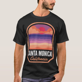 Santa Monica Beach CA Retro Sunset T Shirt
